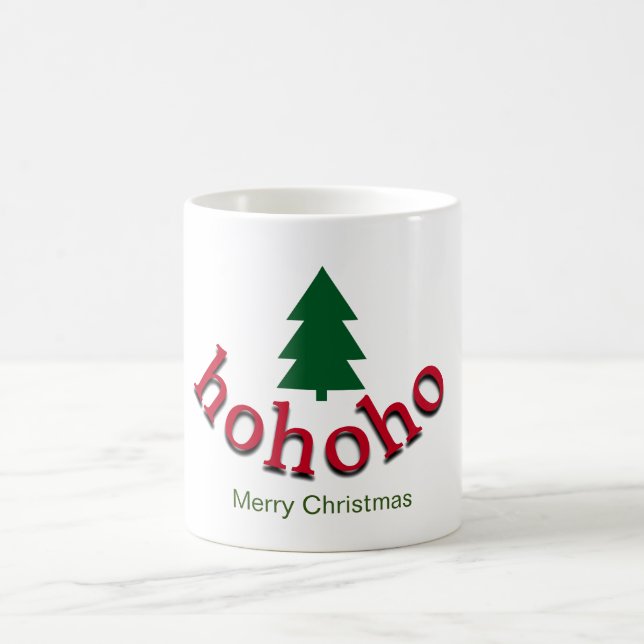 Mug Arbre de Noël vert HoHoHo Rouge Joyeux Noël (Centre)