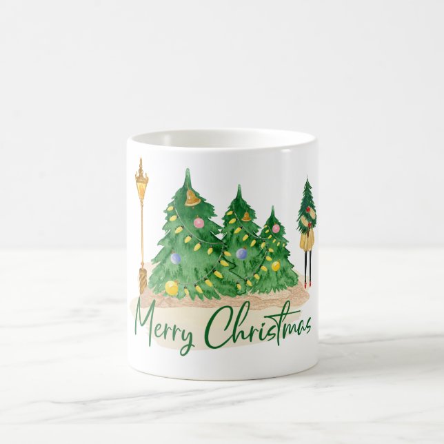Mug Arbre de Noël vert jaune (Centre)