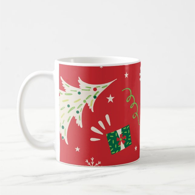Mug Arbre de Noël vintage : design ornemental. (Gauche)