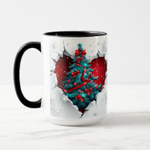 Arbre de Noël Vintage, Rouge/Turquoise - Poignée n