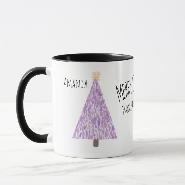 Mug Arbre de Noël violet moderne (Gauche)
