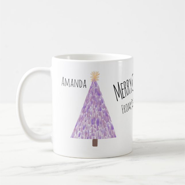 Mug Arbre de Noël violet moderne (Gauche)