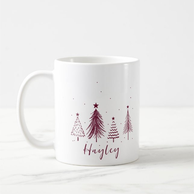 Mug Arbre de pin de Noël personnalisé (Gauche)