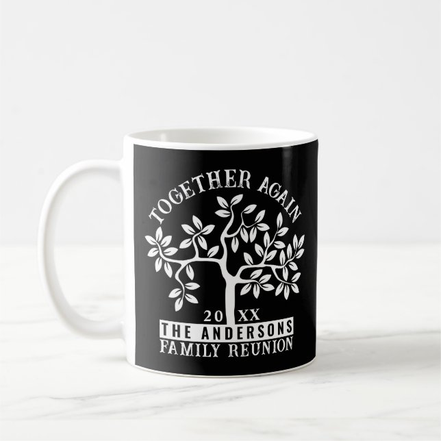 Mug Arbre de réunion de famille, nom et date (Gauche)
