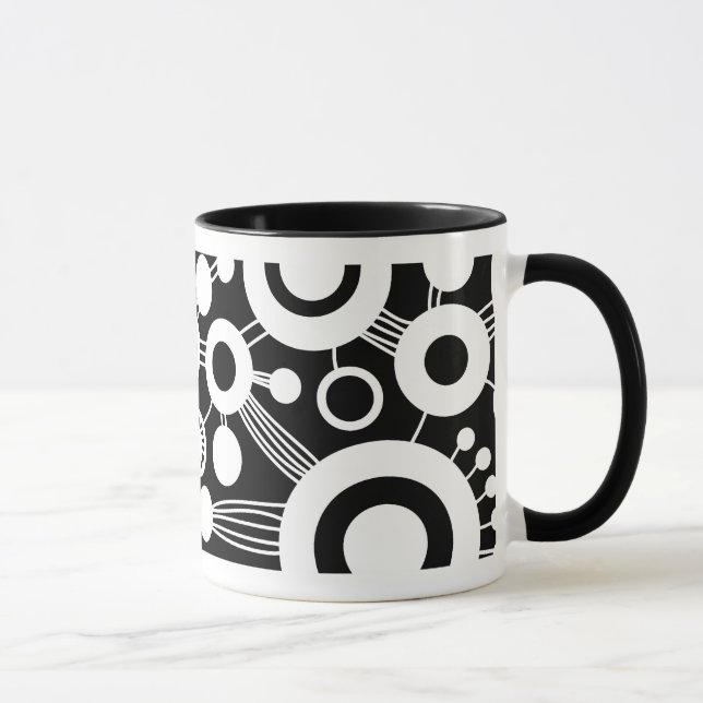 Mug Arbre de vie Abstrait - Noir & Blanc (Droite)