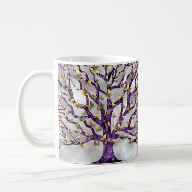 Mug Arbre de vie - Améthyste et papillons (Gauche)