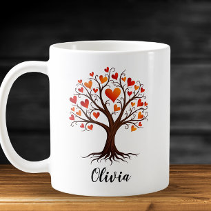 Mug Arbre de vie avec Feuilles en forme de coeur