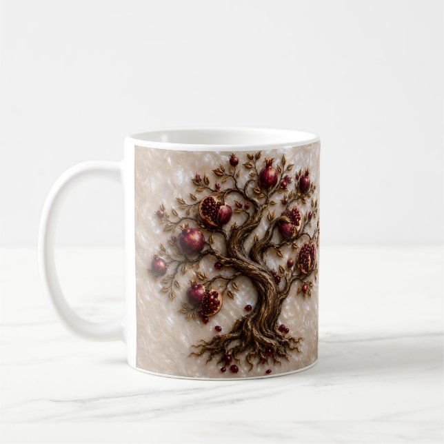 Mug Arbre de Vie avec Grenades | Art en Relief 3D (Gauche)