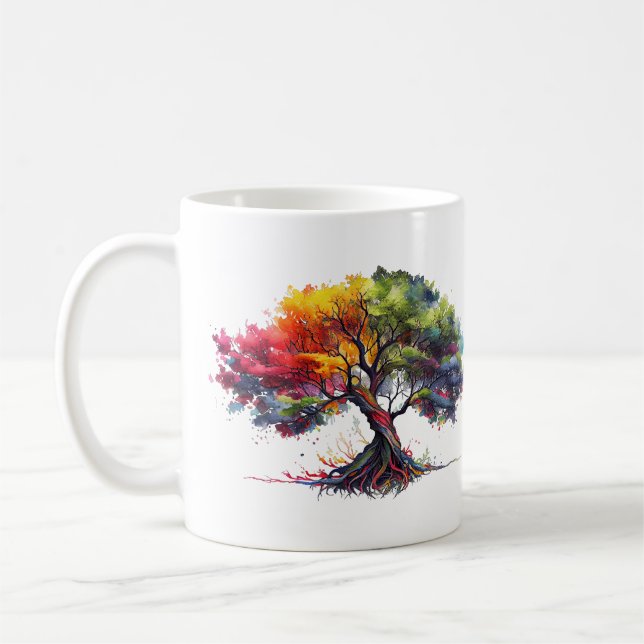 Mug Arbre de vie coloré aquarelles (Gauche)