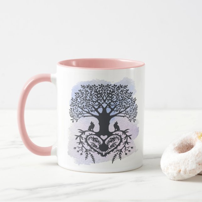 Mug Arbre de vie d'art populaire (Avec donut)