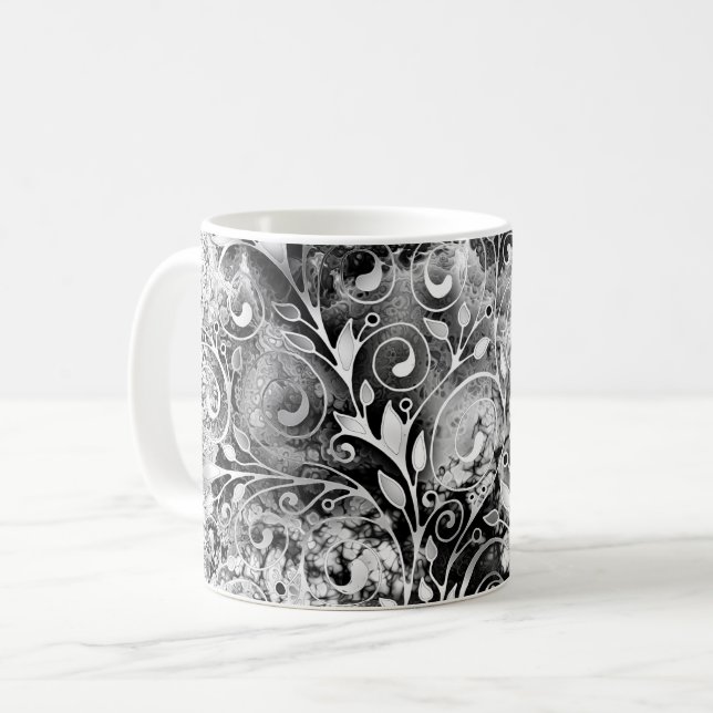 Mug Arbre De Vie - Spirales Feuille Grunge Style 1 (Devant gauche)