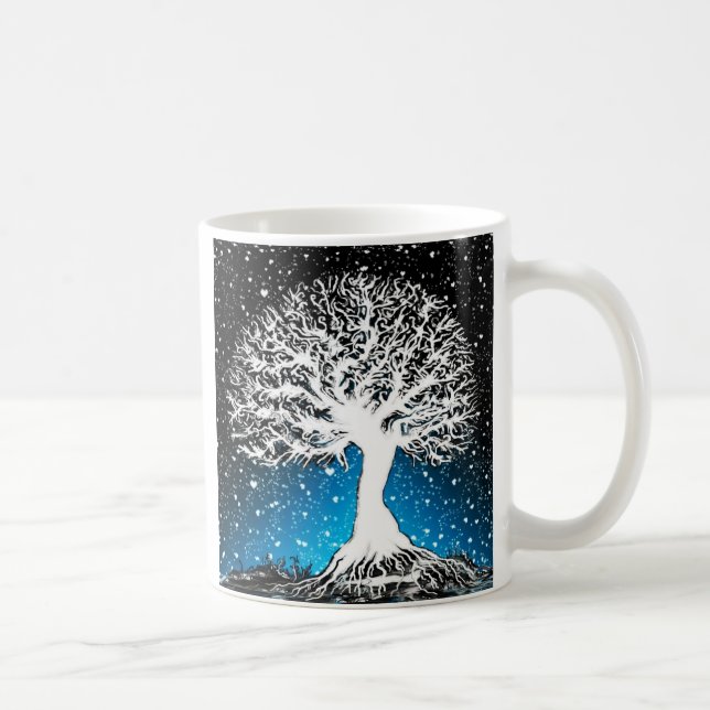 Mug Arbre d'hiver bleu - neige (Droite)