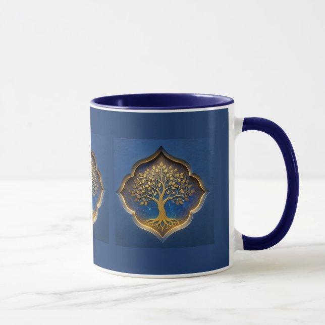 Mug Arbre doré dans un cadre céleste cadeau (Droite)