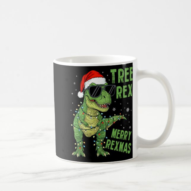 Mug Arbre drôle Rex Noël Dinosaure Chapeau de Père Noë (Droite)