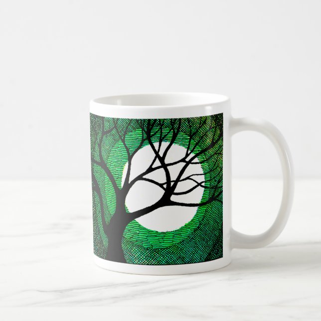 Mug Arbre et lune - vert (Droite)