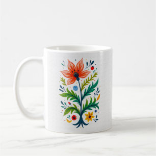 Mug Arbre Fleur Art Populaire Cottagecore Botanique Ru