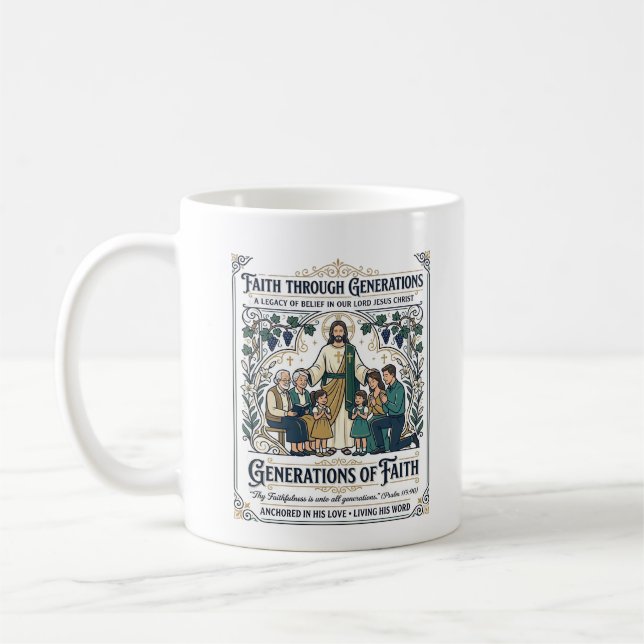 Mug Arbre Généalogique de Jésus Chemise Foi Basée Desi (Gauche)