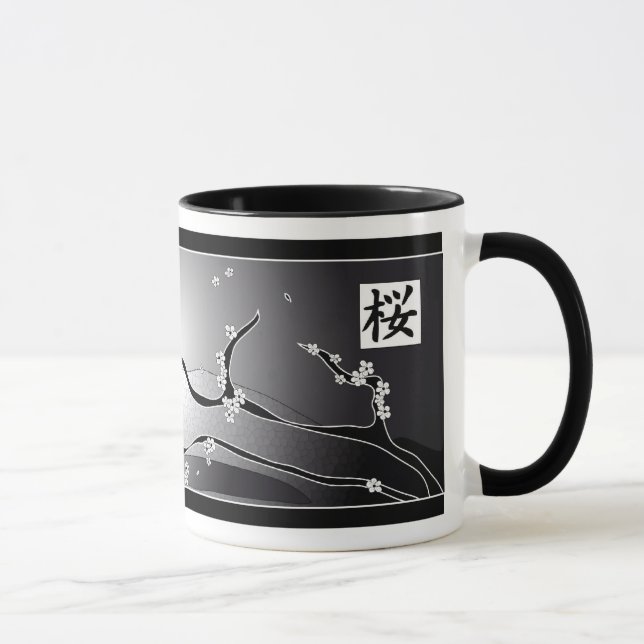 Mug Arbre noir de fleurs de cerisier (Droite)