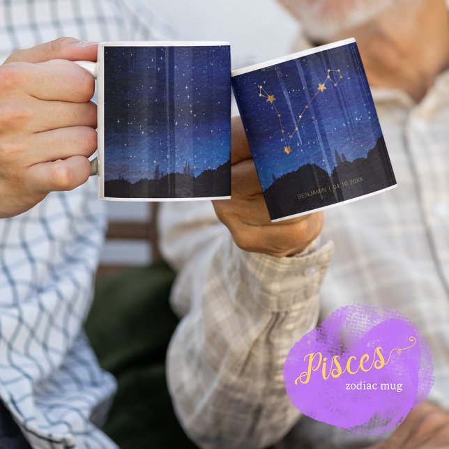 Mug Arbre Nuit Étoilée Or Poissons Constellation du Zo (Créateur téléchargé)