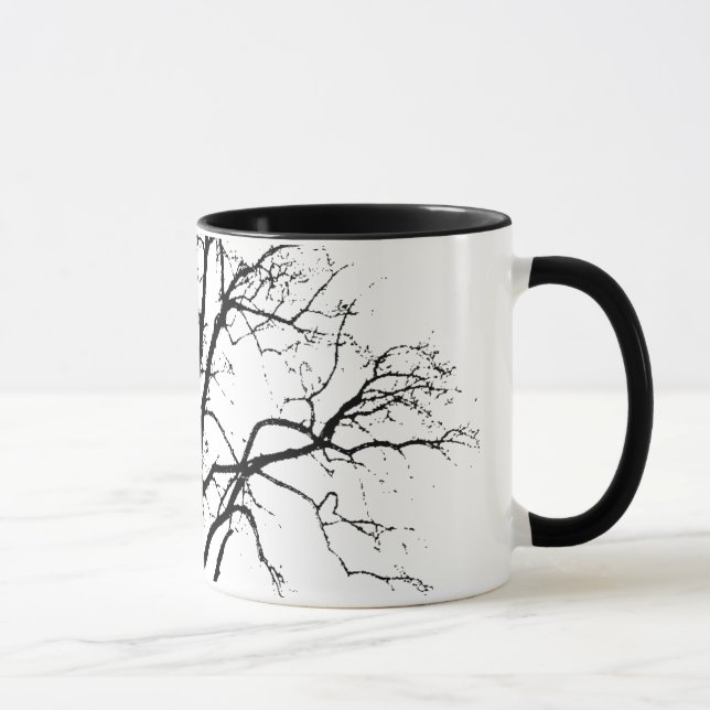 Mug Arbre sans feuilles en silhouette d'hiver (Droite)