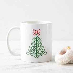 Mug Arbre simple avec bow Noël moderne