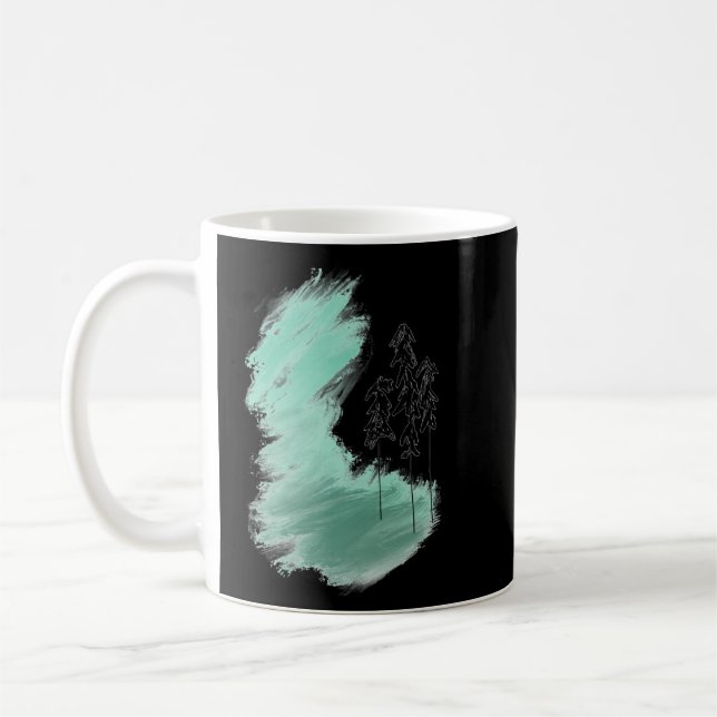 Mug Arbre vert scandinave art simple menthe moderne (Gauche)