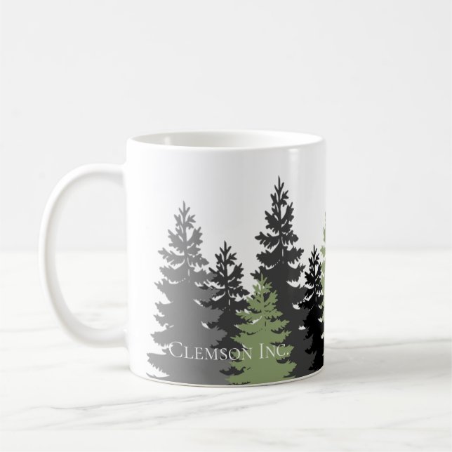 Mug Arbres À feuillage persistant gris et vert Élégant (Gauche)