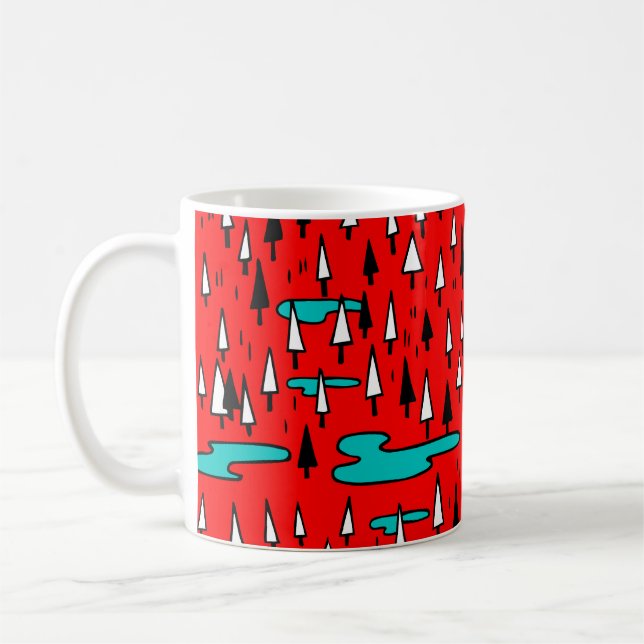 Mug Arbres à main levée : motif de Noël scandinave. (Gauche)
