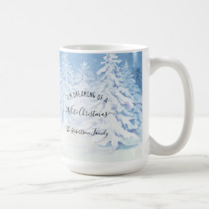 Mug Arbres à neige rêvant Blanc Famille de Noël