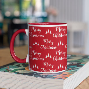 Mug Arbres blancs rouges modernes Joyeux Noël