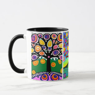 Mug Arbres colorés Art populaire Whimsical AI Art