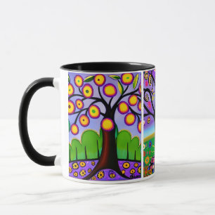 Mug Arbres colorés Art populaire Whimsical AI Art