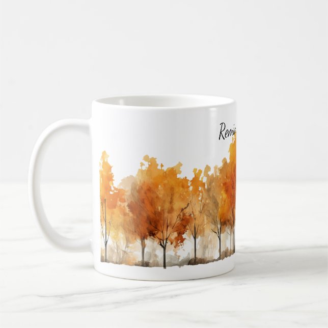 Mug Arbres d'automne à l'aquarelle en rangée personnal (Gauche)
