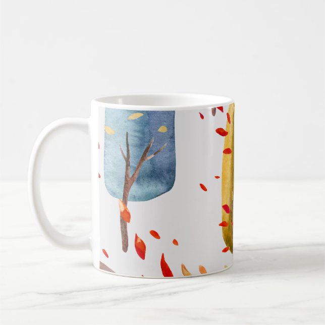 Mug Arbres d'automne : Aquarelle peinte à la main sans (Gauche)