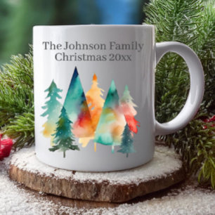 Mug Arbres de la forêt aquarelle festive Noël Famille