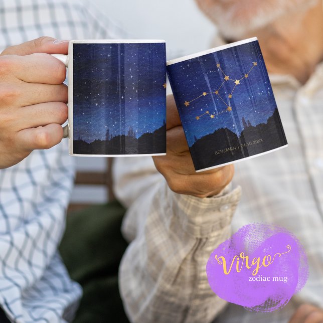 Mug Arbres de la Nuit Étoilée Vierge Or Constellation  (Créateur téléchargé)
