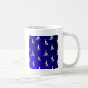 Mug Arbres de Noël Argent sur Bleu Cobalt