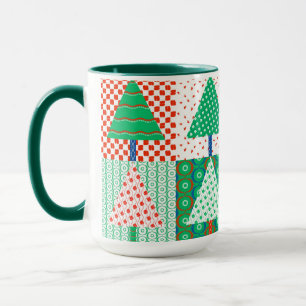 Mug Arbres de Noël Colorés en Patchwork Festif