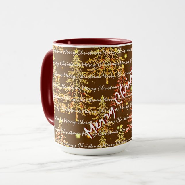 Mug Arbres de Noël de luxe festifs de Noël (Devant gauche)