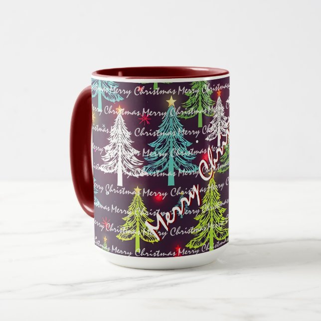 Mug Arbres de Noël de luxe festifs de Noël (Devant gauche)