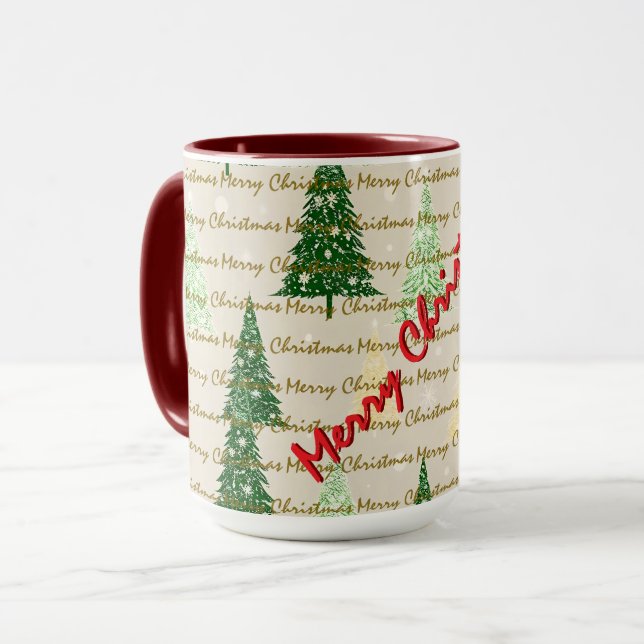 Mug Arbres de Noël de luxe festifs de Noël (Devant gauche)