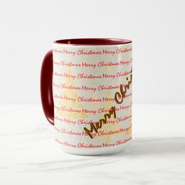 Mug Arbres de Noël de luxe festifs de Noël (Devant gauche)
