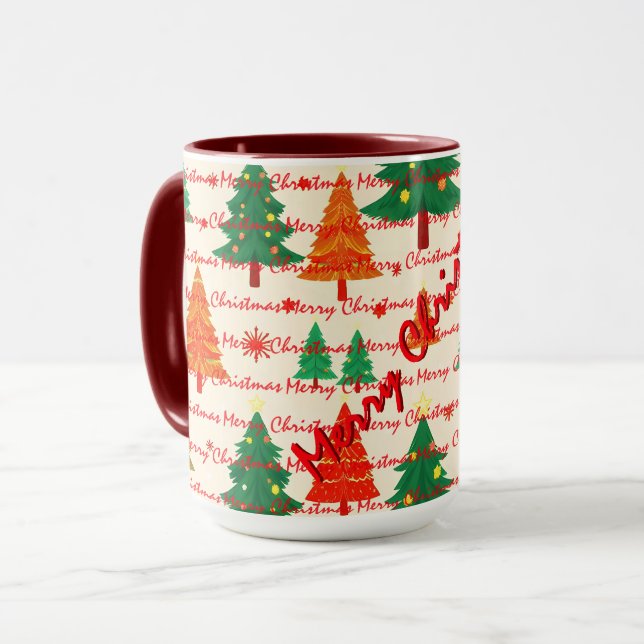 Mug Arbres de Noël de luxe festifs de Noël (Devant gauche)