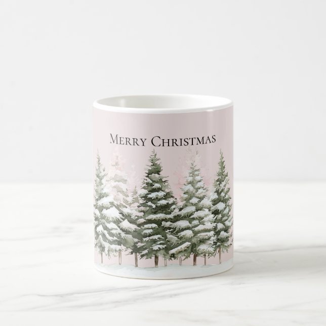Mug Arbres de Noël enneigés rose blush (Centre)