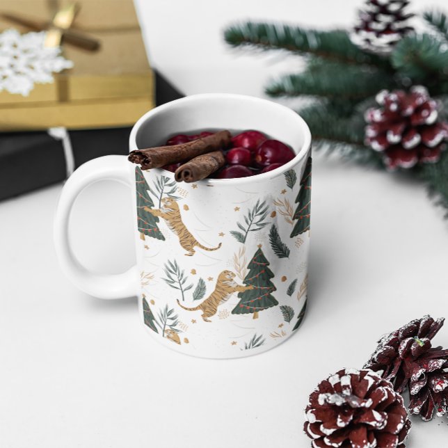 Mug Arbres de Noël et motif de tigres (Créateur téléchargé)