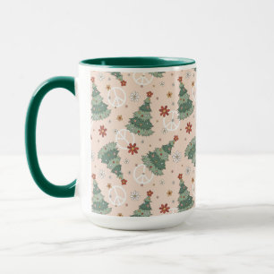 Mug Arbres de Noël et signes de paix Motif