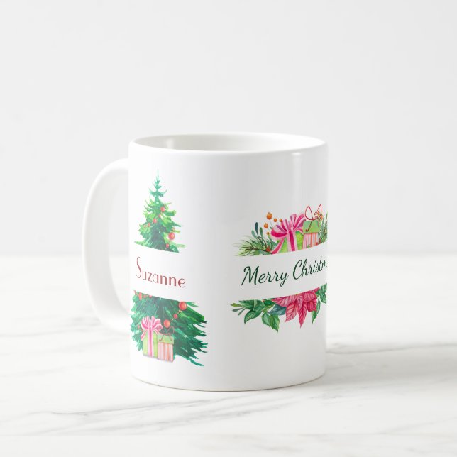 Mug Arbres de Noël et Trim de vacances (Devant gauche)
