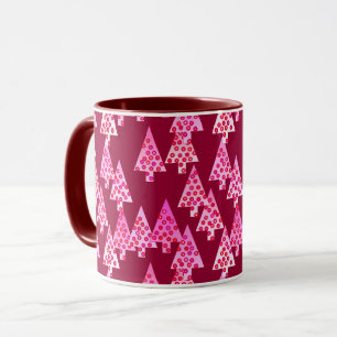Mug Arbres de Noël Fleurs Modernes, Vin & Rose