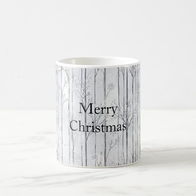 Mug Arbres de Noël Flocons de Neige Gris Argent (Centre)