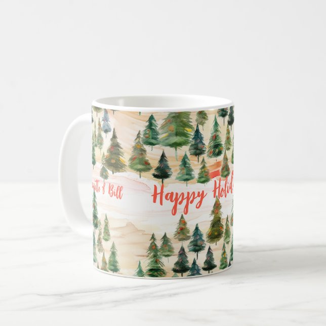 Mug Arbres de Noël Forêt rustique (Devant gauche)